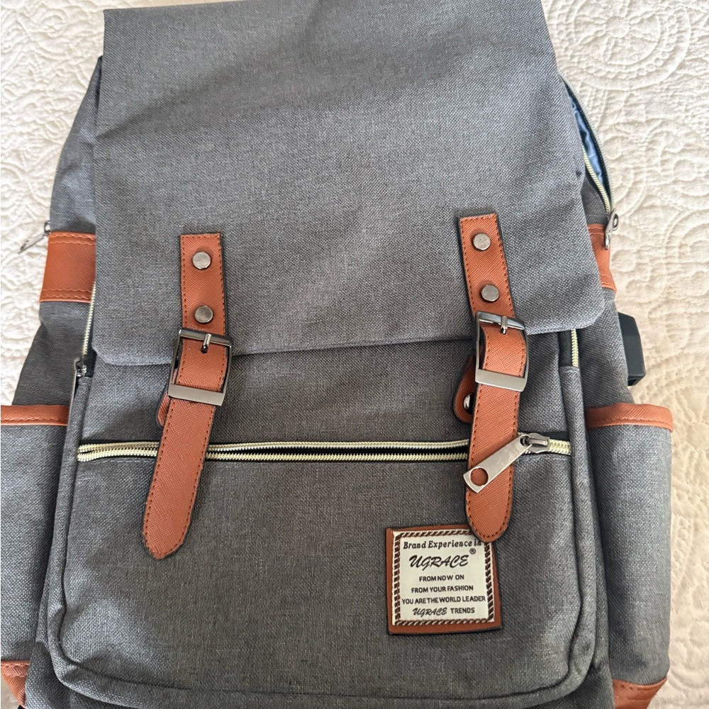 Ugrace Gray and Brown Men's Backpack